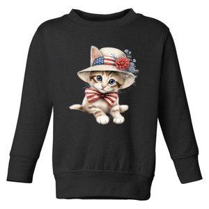 American Cat 4th Of July Cat Patriotic Cats Savannah Kitten Toddler Sweatshirt