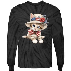 American Cat 4th Of July Cat Patriotic Cats Savannah Kitten Tie-Dye Long Sleeve Shirt