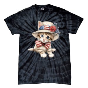 American Cat 4th Of July Cat Patriotic Cats Savannah Kitten Tie-Dye T-Shirt