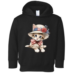 American Cat 4th Of July Cat Patriotic Cats Savannah Kitten Toddler Hoodie