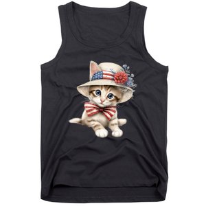 American Cat 4th Of July Cat Patriotic Cats Savannah Kitten Tank Top