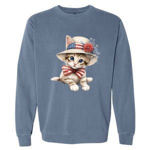 American Cat 4th Of July Cat Patriotic Cats Savannah Kitten Garment-Dyed Sweatshirt