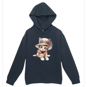 American Cat 4th Of July Cat Patriotic Cats Savannah Kitten Urban Pullover Hoodie