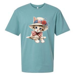 American Cat 4th Of July Cat Patriotic Cats Savannah Kitten Sueded Cloud Jersey T-Shirt