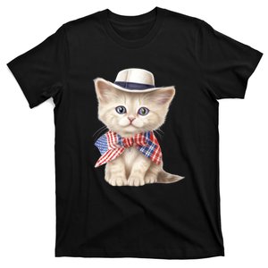 American Cat 4th Of July Cat Patriotic Cats Scottish Straight Kitten T-Shirt