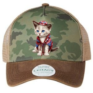 American Cat 4th Of July Cat Patriotic Cats Somali Kitten Legacy Tie Dye Trucker Hat