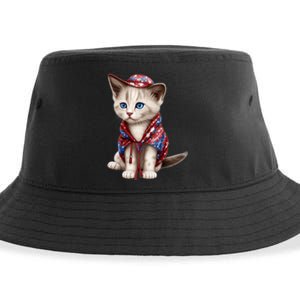 American Cat 4th Of July Cat Patriotic Cats Somali Kitten Sustainable Bucket Hat