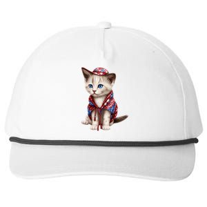 American Cat 4th Of July Cat Patriotic Cats Somali Kitten Snapback Five-Panel Rope Hat