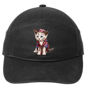 American Cat 4th Of July Cat Patriotic Cats Somali Kitten 7-Panel Snapback Hat