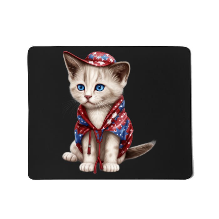 American Cat 4th Of July Cat Patriotic Cats Somali Kitten Mousepad