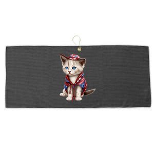 American Cat 4th Of July Cat Patriotic Cats Somali Kitten Large Microfiber Waffle Golf Towel