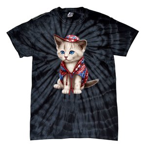 American Cat 4th Of July Cat Patriotic Cats Somali Kitten Tie-Dye T-Shirt