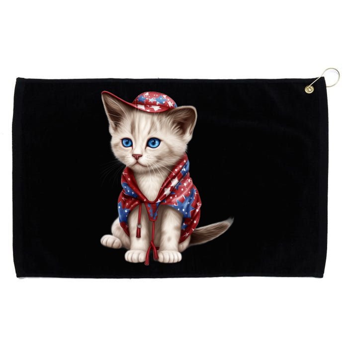 American Cat 4th Of July Cat Patriotic Cats Somali Kitten Grommeted Golf Towel