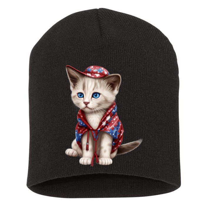 American Cat 4th Of July Cat Patriotic Cats Somali Kitten Short Acrylic Beanie