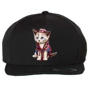 American Cat 4th Of July Cat Patriotic Cats Somali Kitten Wool Snapback Cap