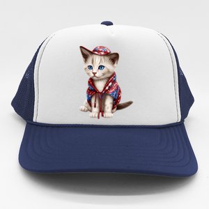 American Cat 4th Of July Cat Patriotic Cats Somali Kitten Trucker Hat