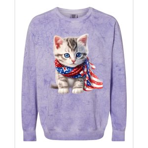 American Cat 4th Of July Cat Patriotic Cats Somali Kitten Colorblast Crewneck Sweatshirt