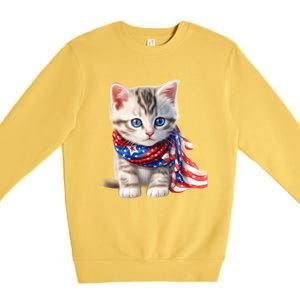 American Cat 4th Of July Cat Patriotic Cats Somali Kitten Premium Crewneck Sweatshirt