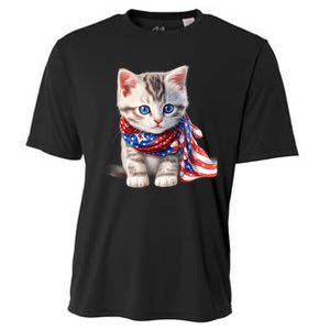 American Cat 4th Of July Cat Patriotic Cats Somali Kitten Cooling Performance Crew T-Shirt