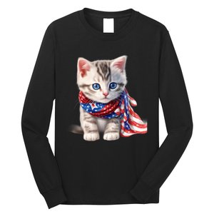 American Cat 4th Of July Cat Patriotic Cats Somali Kitten Long Sleeve Shirt