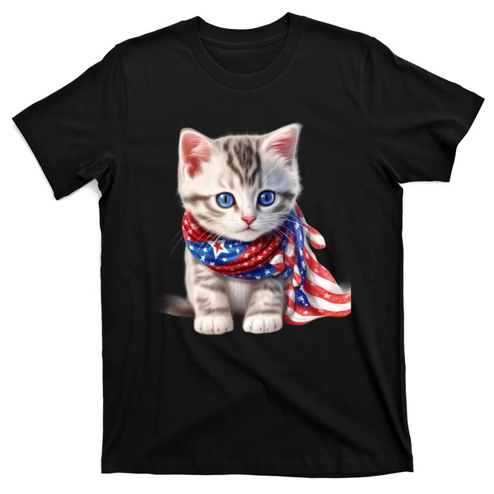 American Cat 4th Of July Cat Patriotic Cats Somali Kitten T-Shirt