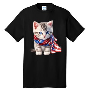 American Cat 4th Of July Cat Patriotic Cats Somali Kitten Tall T-Shirt