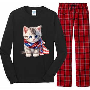 American Cat 4th Of July Cat Patriotic Cats Somali Kitten Long Sleeve Pajama Set