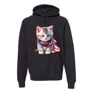 American Cat 4th Of July Cat Patriotic Cats Somali Kitten Premium Hoodie