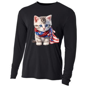 American Cat 4th Of July Cat Patriotic Cats Somali Kitten Cooling Performance Long Sleeve Crew