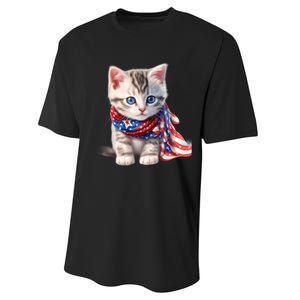 American Cat 4th Of July Cat Patriotic Cats Somali Kitten Performance Sprint T-Shirt