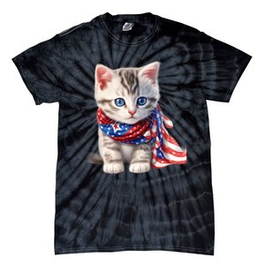 American Cat 4th Of July Cat Patriotic Cats Somali Kitten Tie-Dye T-Shirt