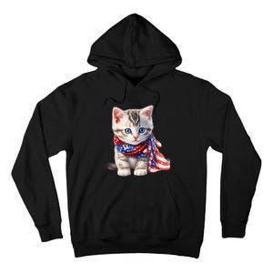 American Cat 4th Of July Cat Patriotic Cats Somali Kitten Tall Hoodie