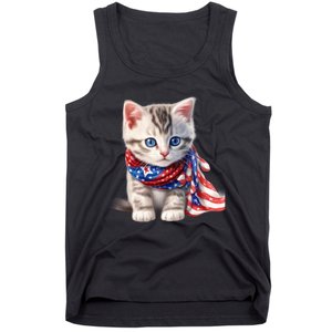 American Cat 4th Of July Cat Patriotic Cats Somali Kitten Tank Top