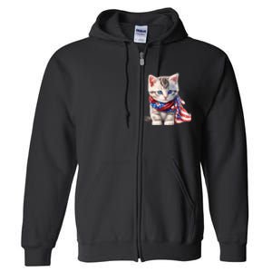 American Cat 4th Of July Cat Patriotic Cats Somali Kitten Full Zip Hoodie