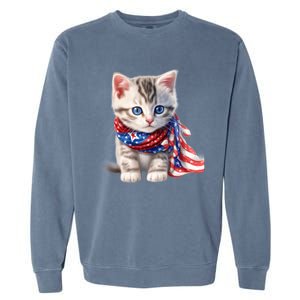 American Cat 4th Of July Cat Patriotic Cats Somali Kitten Garment-Dyed Sweatshirt