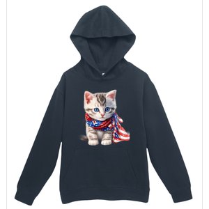 American Cat 4th Of July Cat Patriotic Cats Somali Kitten Urban Pullover Hoodie