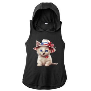 American Cat 4th Of July Cat Patriotic Cats Somali Kitten Ladies PosiCharge Tri-Blend Wicking Draft Hoodie Tank