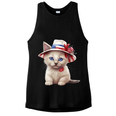 American Cat 4th Of July Cat Patriotic Cats Somali Kitten Ladies PosiCharge Tri-Blend Wicking Tank