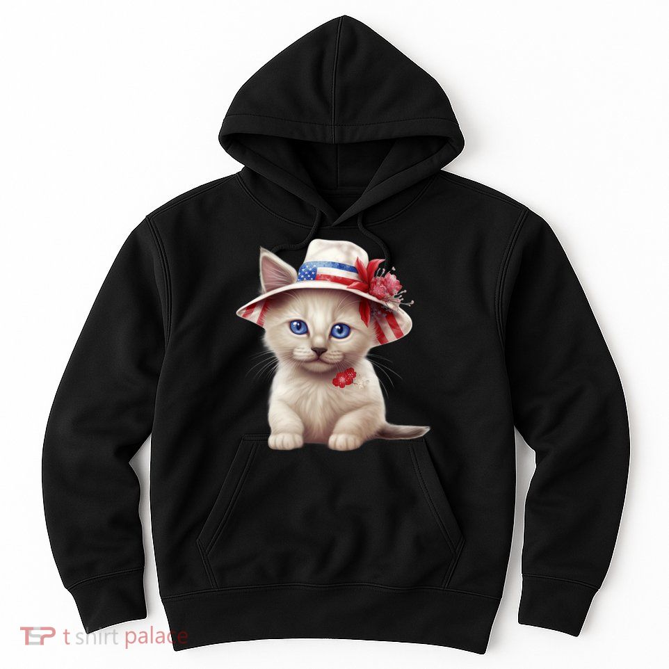 American Cat 4th Of July Cat Patriotic Cats Somali Kitten Hoodie