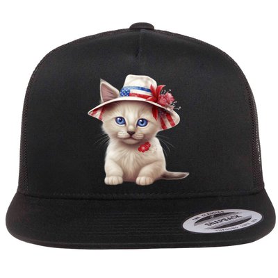 American Cat 4th Of July Cat Patriotic Cats Somali Kitten Flatbill Hat