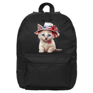 American Cat 4th Of July Cat Patriotic Cats Somali Kitten 16 in Basic Backpack