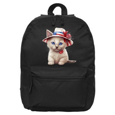 American Cat 4th Of July Cat Patriotic Cats Somali Kitten 16 in Basic Backpack