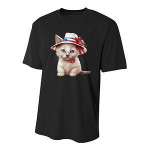 American Cat 4th Of July Cat Patriotic Cats Somali Kitten Youth Performance Sprint T-Shirt