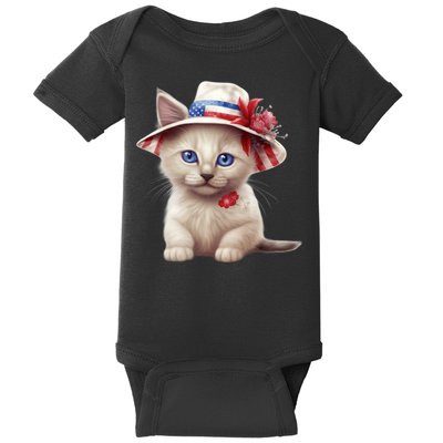 American Cat 4th Of July Cat Patriotic Cats Somali Kitten Baby Bodysuit