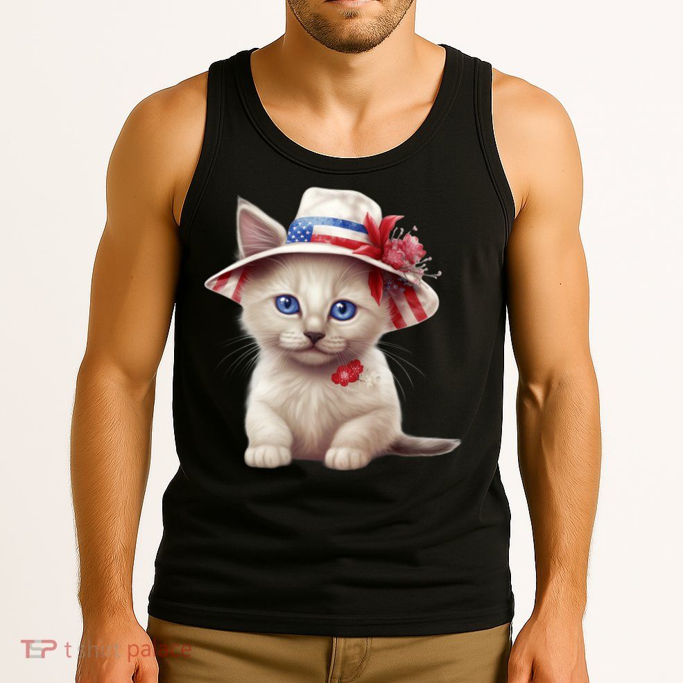 American Cat 4th Of July Cat Patriotic Cats Somali Kitten Tank Top