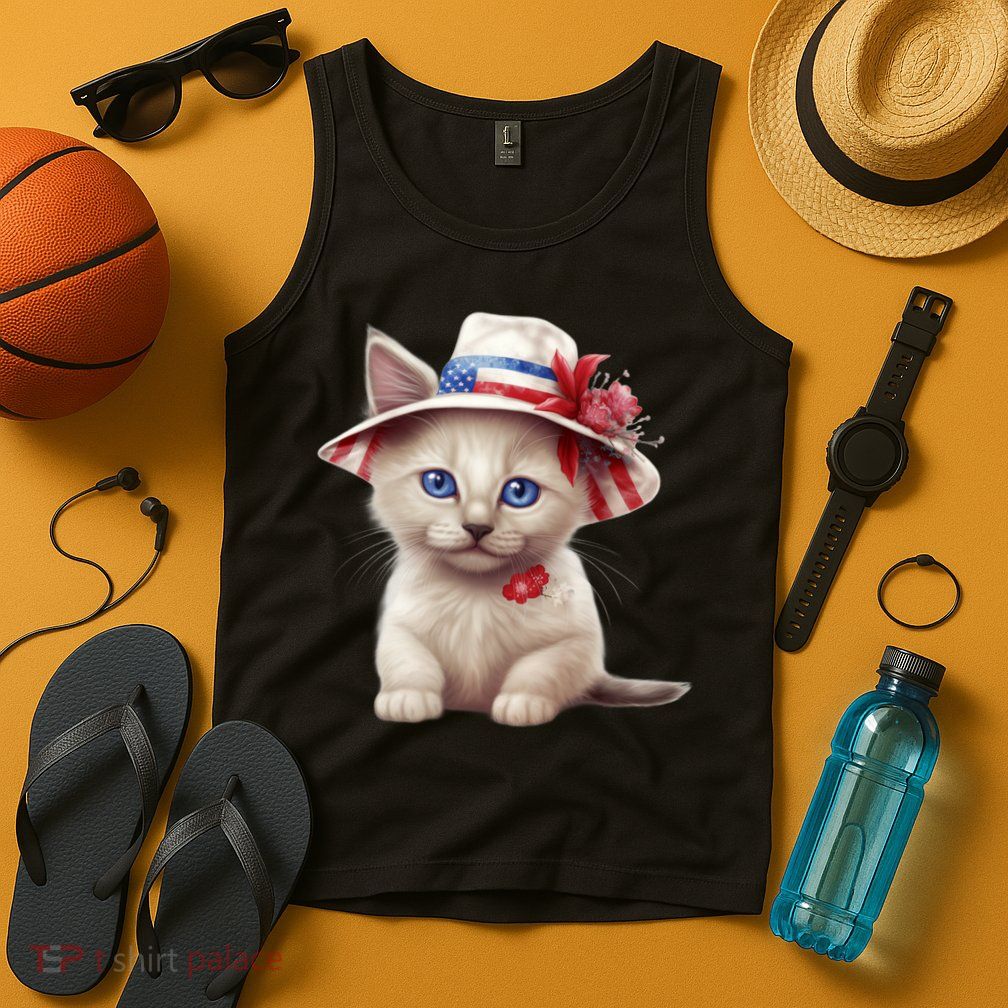 American Cat 4th Of July Cat Patriotic Cats Somali Kitten Tank Top