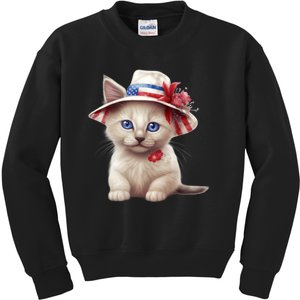 American Cat 4th Of July Cat Patriotic Cats Somali Kitten Kids Sweatshirt