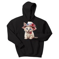 American Cat 4th Of July Cat Patriotic Cats Somali Kitten Kids Hoodie