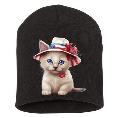 American Cat 4th Of July Cat Patriotic Cats Somali Kitten Short Acrylic Beanie