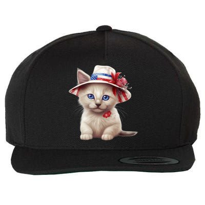 American Cat 4th Of July Cat Patriotic Cats Somali Kitten Wool Snapback Cap